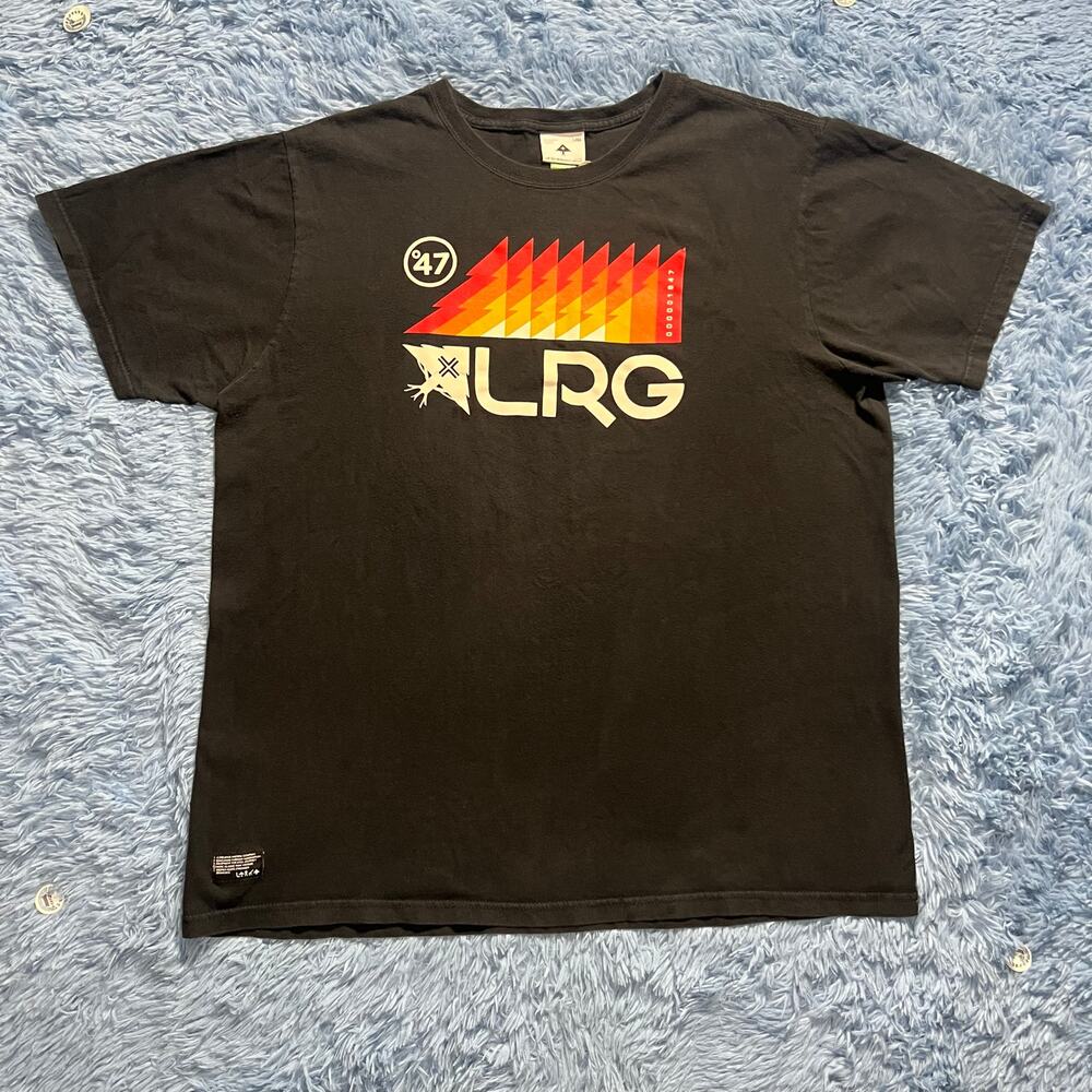 LRG Clothing Logo Graphic Shirt Size 2XL Mens Black Red Retro Classic Streetwear